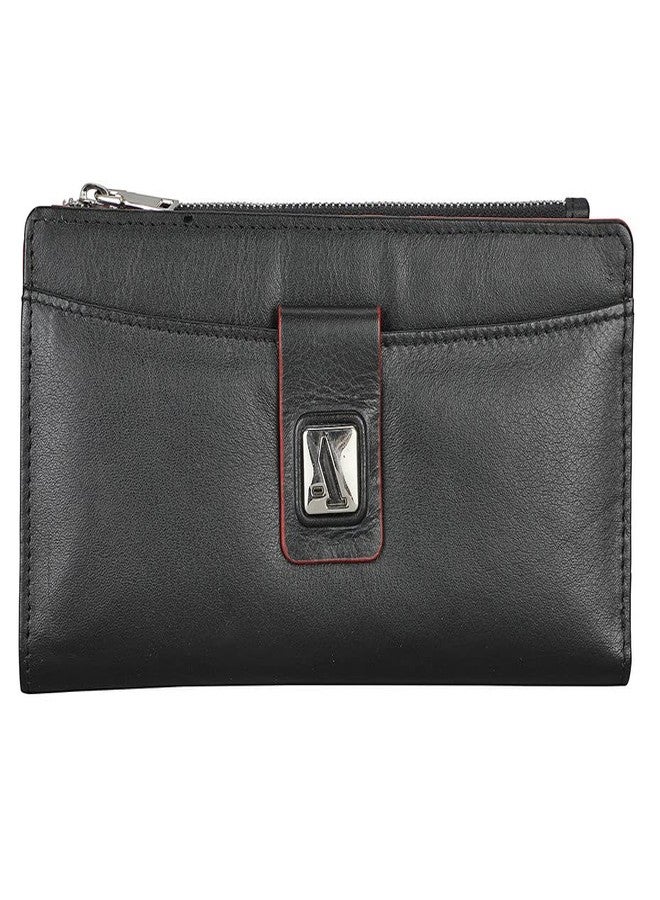 Adamis Long Leather Clutch Women's Wallet with Credit Card Holder W338 Black - Image 1